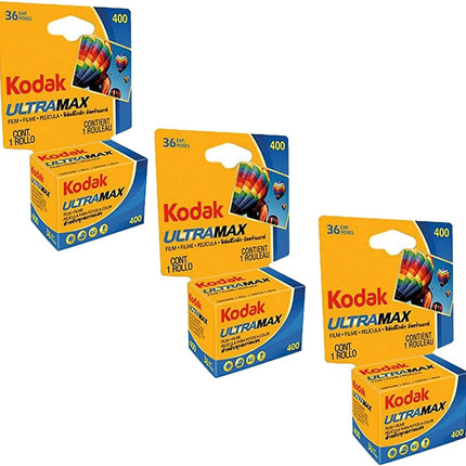 Kodak Ultramax 400 Color Print Film 36 Exp. 35mm DX 400 135-36 (108 Pics) (Pack of 3), Basic