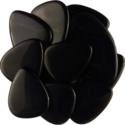 Black Obsidian Volcanic Glass Stone Guitar Or Bass Pick - 3.0 mm Ultra Heavy Gauge - 351 Shape - Specialty Handmade Gemstone Exotic Plectrum - 1 Pack