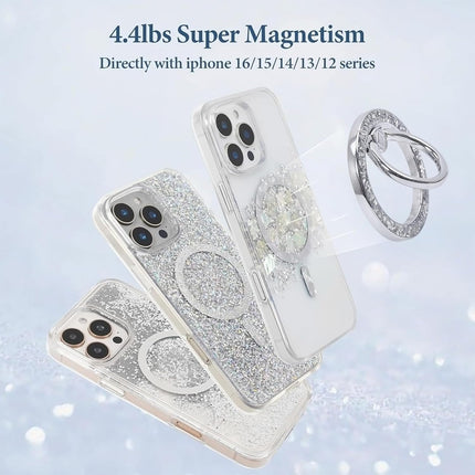 Magnetic Phone Ring for MagSafe Grip [Super Magnet] Gold Twinkle Design Ring Holder Stand, Mag Safe Accessory for iPhone 17/16/15/14/13 Pro Max Plus