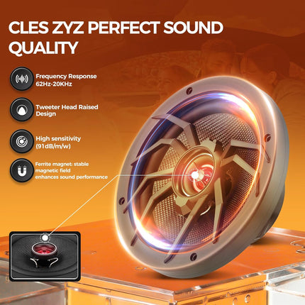6.5" Coaxial Car Speakers，1000W Max Power，250W RMS，4 Ohm–Plug & Play Upgrade for Old Cars–Transform Your Daily Commute into a Stress-Relief Concert Hall Experience (Pair)