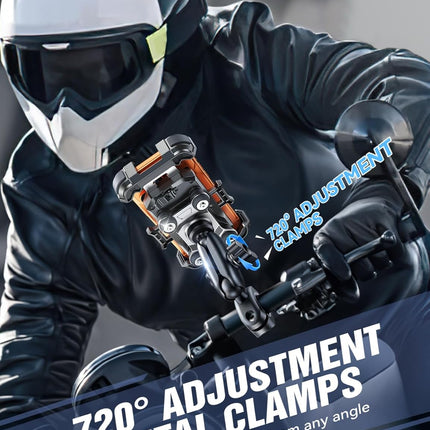 JOYROOM Motorcycle Phone Mount Holder - [Dual Vibration Dampener]150mph Anti-Shock Phone Holder for Motorcycle [Metal Extension Handlebar Clamp] Bicycle Bike Phone Holder Mount for 4.7-7" Cell Phones