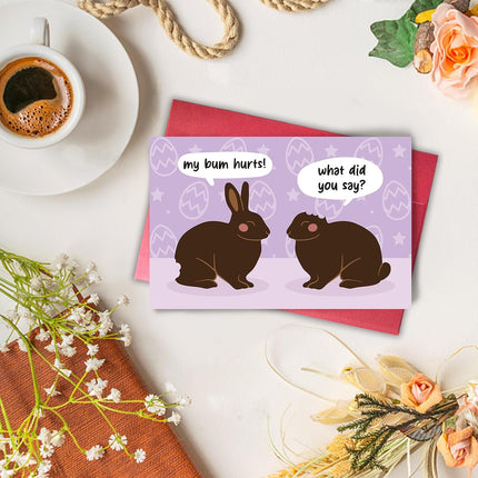 Funny Easter Card, Hilarious Chocolate Bunny Greeting with Sweet Easter Wishes, Humorous Easter Card for Friends, Family
