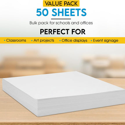Enday White Poster Board, 11"x14" Heavyweight Poster Board Bulk (50 Pack) Thick White for School Supplies, Presentations, Display Board, Poster Paper Crafts