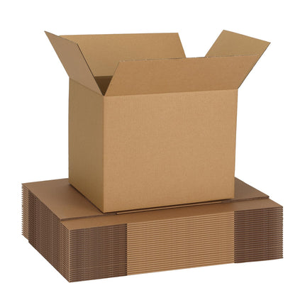 12x12x12 Shipping Boxes 10 Pack, Brown Corrugated Cardboard Boxes with Side-Lock and Pre-Applied Double-Sided Tape, Easy Assemble Packing Mailer Boxes for Small Business Shipping