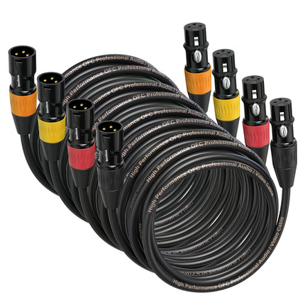XLR Cables, Microphone Cables 25ft 6 Pack Male to Female 3 Pins