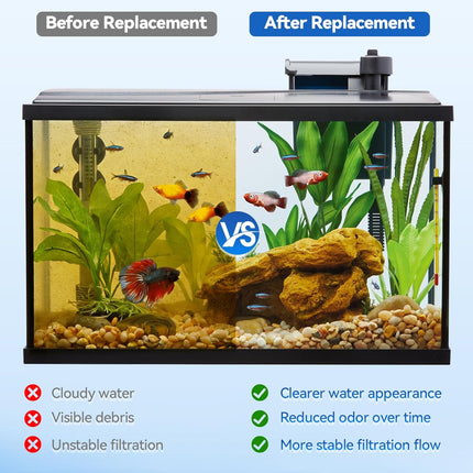 EF-S Filter Cartridges for EF-S Element and BF5 BETTAFLO, 3.7 x 2 Inch Aquarium Filter Cartridge Replacement for Small Fish Tanks (6 Packs)