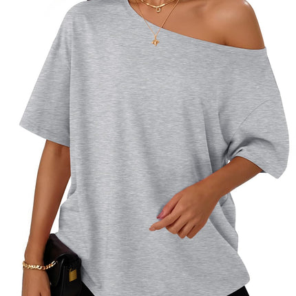 Tops de Hombros Descubiertos para Mujer, Camisetas de Verano Oversized 2026