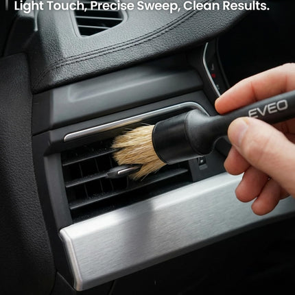 EVEO Car Detailing Brush Set - (3 Pack) Car Detailing Kit Interior, Car Interior Detailing Kit Car Detailing Brushes - Car Cleaning Brush, Car Detailing Brushes, Car Detailing Tools | Soft Boars Hair