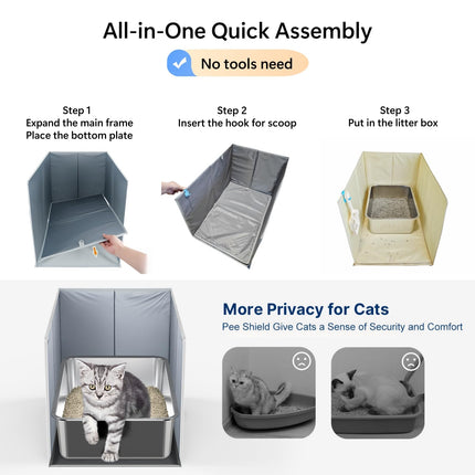 Extra Large Cat Litter Box Enclosure, Open Top High Sided Splash Guard, Water Resistance Shield for Cat Litter Boxes