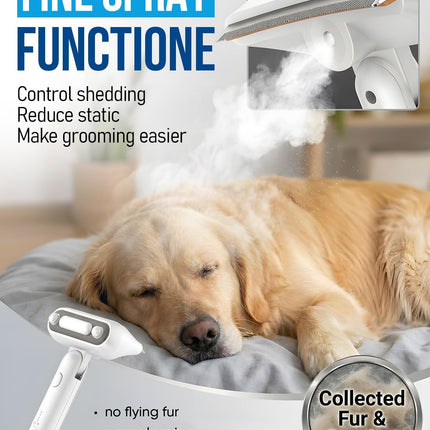 Spray Deshedding Brush for Cats & Dogs, 2-in-1 Mist Grooming Tool with Undercoat Removal, Anti-Static Pet Hair Remover, Gentle Stainless Steel Comb, No Flying Fur, Self Cleaning
