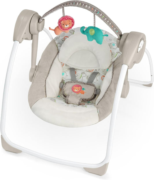 Compact Portable 6-Speed Plush Baby Swing with Music