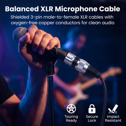 22AWG OFC XLR Cables 10 FT 6-Pack Male to Female for Live Bands