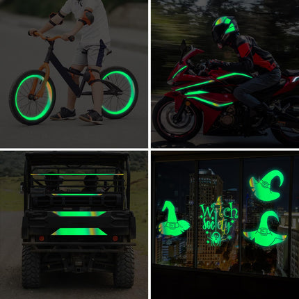 Vinilo adhesivo permanente que brilla en la oscuridad, holográfico iridiscente, opal white glow green para envolver, stickers, calcomanías, letras, 12" x5ft