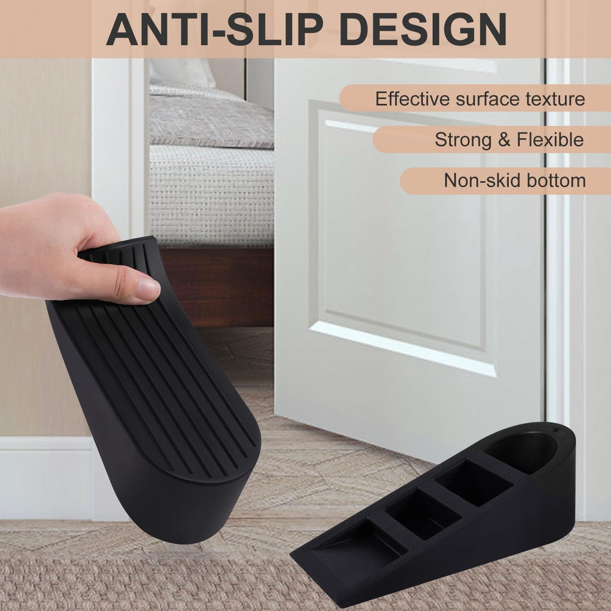 Big Door Stoppers for Bottom of Door on Floor, Premium Big Rubber Door Stop Wedge, Floor Sturdy - photo 5