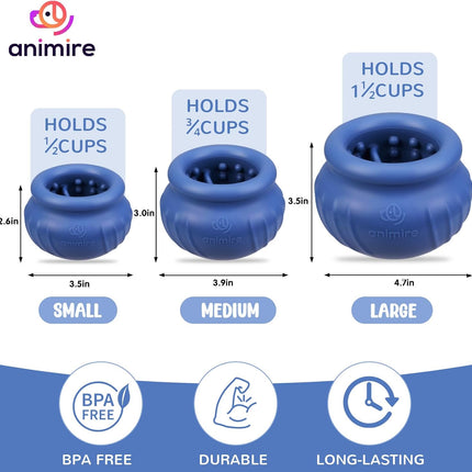 Wobbly Dog Enrichment Lick Toy, Stuffable Frozen Lick Bowl to Keep Dogs Busy, Long-Lasting Interactive Treat Dispensing Dog Toy, Silicone Fetch Catch Chew Toy(Dark Blue,S)