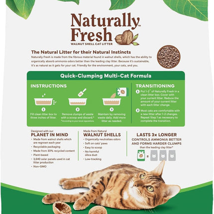 Naturally Fresh Cat Litter Made from Walnut Shells, Quick-Clumping, Unscented, Upcycled, Easy Scooping, Sustainable, 30 Lbs
