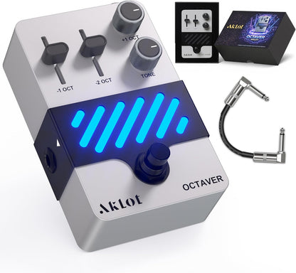 Octave Electric Guitar Pedal: Fast Tracking & Dynamic Response, +1/-1 Octave & Level Controls, Mini Guitar Effects
