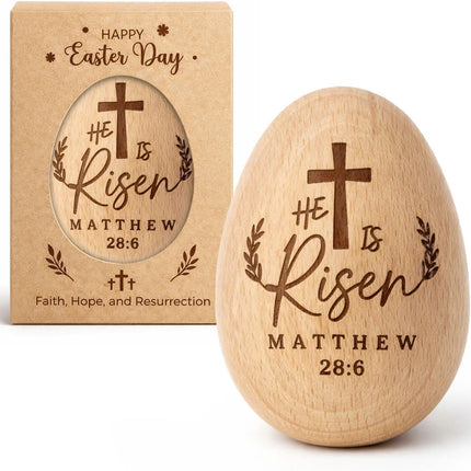 He Is Risen Easter Decorations, He is Risen Wooden Egg, Christian Gifts, Christian Easter Table Decor with Crosses, Religious Farmhouse Spring Home Decoration, Easter Decor