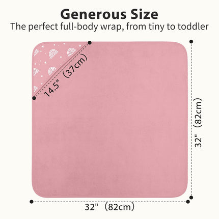 Hooded Baby Towels for Newborn,100% Cotton Baby Bath Towels with Hood for Infant Toddler Girl, 2 Pack 32x32 Inch Soft & Absorbent Knit Terry Bath Essentials Pink Rainbow