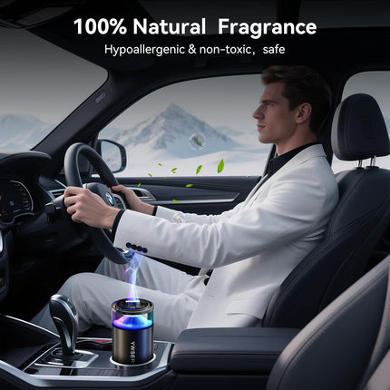 Smart Car Air Freshener, Car Air Freshener Diffuser with Starry Sky Projection and 50ml Perfume, Auto On/Off Intelligent, 3 Mode Adjustable Rechargeable Aroma Diffuser (Freesia)