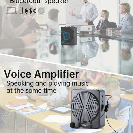 Wireless Voice Amplifier for Teachers, Original Voice Speaker with Wire and Wireless Microphones, Portable Speaker Megaphone for Classroom, Training, Meeting, Instructors, Coaches, Games
