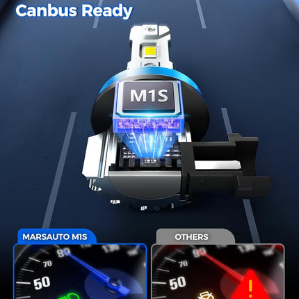 Marsauto M1S 9005/HB3 H11/H9/H8 Bulbs Combo, 900% 80000LM Brighter 9005 H11 Lights, 6000K Cool White HB3 H8 Bulbs fog, 3-Mins Plug and Play, IP68, Pack of 4