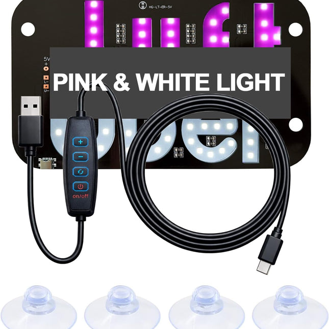 LED Light Sign for Car Windshield with 4 Suction Cups, USB A Switch Cable