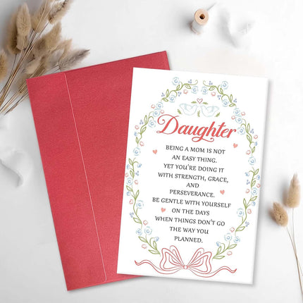 Floral Mother’s Day Card for Daughter Goddaughter, Religious Mothers Day Card from Parents, Daughter First Mother’s Day Gift, Being a Mom is Not an Easy Thing