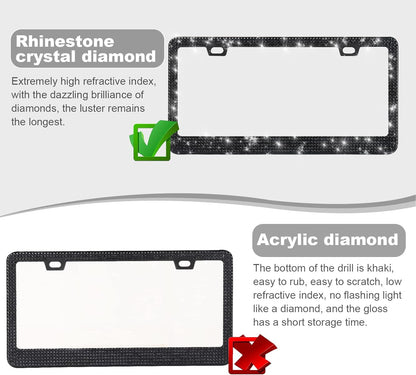 Bling License Plate Frames for Women, Sparkly Rhinestone Diamond - photo 3