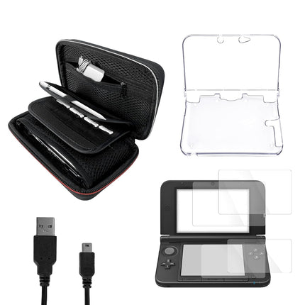 JDGPOKOO 5 in 1 Accessories Kit for Nintendo 3DS XL/LL, Carrying Case for 3DS XL/LL, Clear Shell Case, 2 Set Screen Protectors and Charging Cable Compatible with Nintendo 3DS‌ XL/LL ONLY
