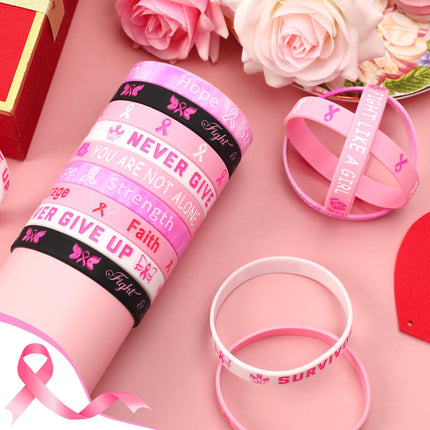 42pcs Breast Cancer Awareness Accessories Silicone Bracelets