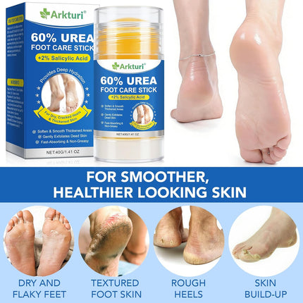 Urea Cream, Maximum Strength Urea Foot Cream, 60% Urea Cream Stick plus 2% Salicylic Acid Callus Remover for Dry Cracked Heels, Hands, Knees, Exfoliating Moisturizer, Dead Skin Remover Foot Balm 1.4OZ