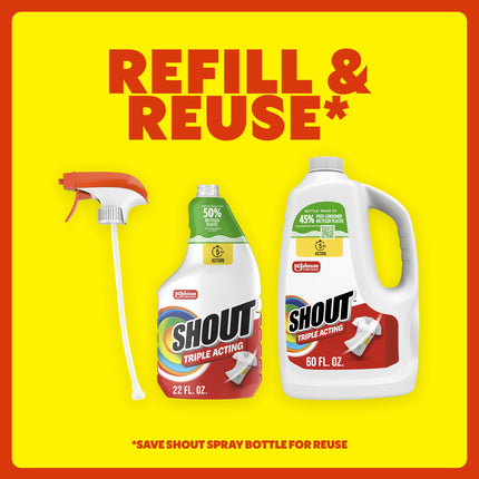 Triple Acting Laundry Stain Remover Spray Refill, 60oz, (1-Pack)