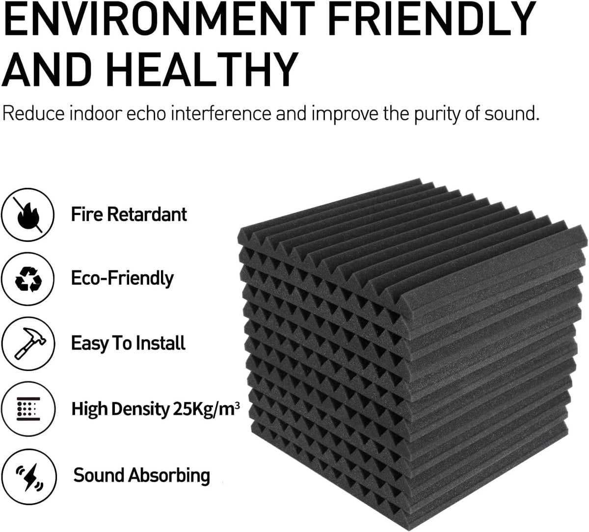 52-Pack Acoustic Foam Wedge Panels with Adhesive - photo 3