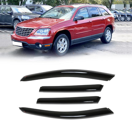 Window Visor for Jeep Cherokee 1984-2001 (Excludes Limited Model), Out-Channel Rain Guards Shields Vent Deflector Shade Wind Dark Smoke, Tape-On Outside-Mount, 4PCS