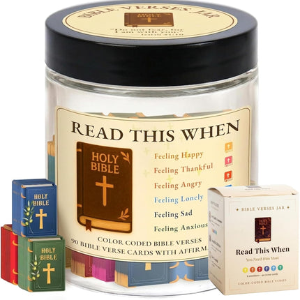 Bible Verse Jar, 90 Bible Verse Cards With NFC Bible Verse Bracelets, Scripture Bracelets, Read Me When Bible Verses Jar, Prayer Religious Catholic Christmas Christian Gifts For Women, Men