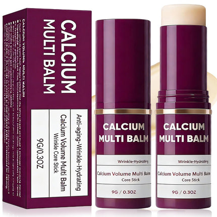 Calcium Volume Multi Balm for Wrinkles,Korean Collagen Firming & Hydrating Calcium Multi Balm Stick with Vitamin D & Shea Butter,Supports Skin Barrier for Eyes,Face & Neck (0.32 Fl Oz (Pack of 2)）