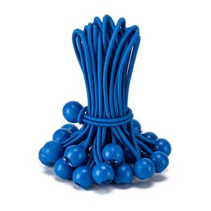 Paquete de 30 cuerdas elásticas con bola, cuerdas bungie resistentes (6", negro/blanco)