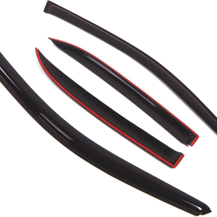 TuningPros Outside Mount Window Vent Visors Rain Guards Compatible with Mitsubishi Lancer 2001-2006 | Side Window Wind Deflectors Rain Shields | Black Tinted, 4 Pcs Set, BGWV-323