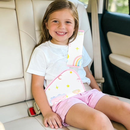 Kids Seat Belt Cover Pads, Soft Seat Belt Adjuster for Kids, Pea Pod Children Universal Shoulder & Belly Protective Padding, Breathable Car Seat Strap Cushion Covers for Boys Girls (Unicorn)