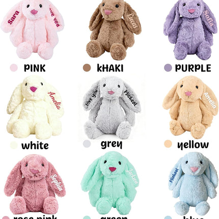 Easter Personalized Baby Gifts, Bunny Stuffed Animal for Babies with Embroidered Child's Name, Handmade Custom Plush Rabbit Toy for Girl Boy, Customized Cute Baby Gift for Newborn Kids