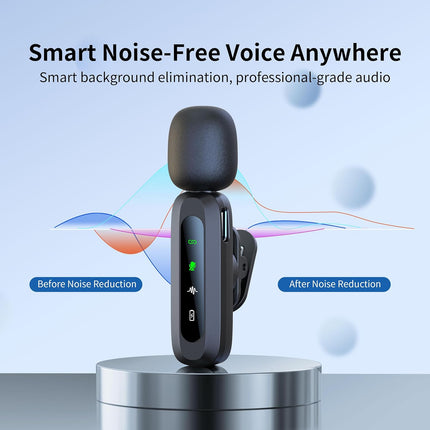 Wireless Mini Microphone for iPhone 15/16, iPad, Android, Wireless Lavalier Microphone with Noise Reduction, Portable USB C Lapel Mic for Video Recording, Vlog, Tiktok, YouTube