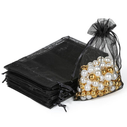 100PCS Sheer Organza Bags, White Wedding Favor Bags with Drawstring, 4x4.72 Jewelry Gift Bags for Party, Jewelry, Christmas, Mother's Day, Festival, Bathroom Soaps, Makeup Organza Favor Bags