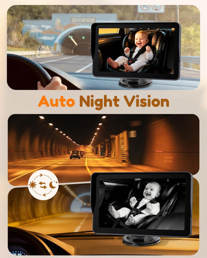 HD Baby Camera for Car 7.2-Inch: 3X Larger View, 5-Min USB Easy to Install, 1080P Auto Night Vision  - photo 4