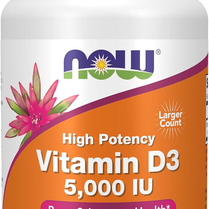 NOW Foods Vitamin D3 5000 IU 240 softgels bottle front