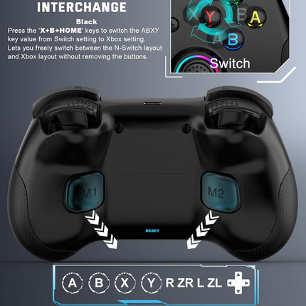 Joso Mobile Gaming Controller for iPad/iPhone/Tablet, Cloud Controller Remote Joystick for iOS/Android, Wireless Switch Controller with Macro Buttons/Hall-Rocker/Hall-Trigger - Black