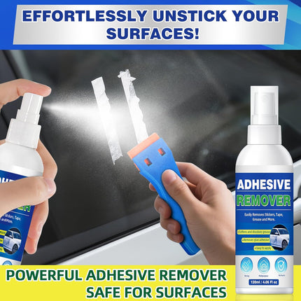 Adhesive Remover, Powerful Sticker Remover Spray with Scraper, Glue Remover for Windows, Glass, Plastic, Carpet, Rapidly Removes Sticker, Glue, Tape, Labels Remover and Car Sticker Remover