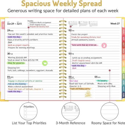 Forvencer Academic Planner 2026-2027, Hardcover Calendar Planner Weekly & Monthly, July 2026 - June 2027, 6" x 8", Daily Agenda with Tabs, College School Organizer for Student Teacher, Beige