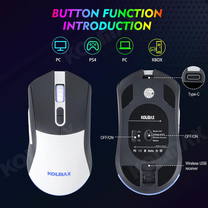 CK98 Wireless Gaming Keyboard and Mouse Combo,Rechargeable RGB Grey Gaming Keyboard RGB Backlit 98 Keys Mechanical Feeling Dual Color Keyboard and Gaming Mouse 3200DPI for PC Mac Gamers(GreyWhite)