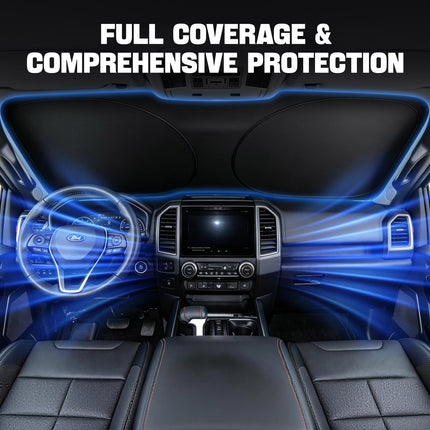 Parasoles para parabrisas de auto: parasoles plegables para ventana de auto, visera solar reflectante 210T con bloqueo UV, mantiene el vehículo fresco en el calor del verano, ajuste universal para autos, SUVs y camionetas, fácil de instalar y guardar